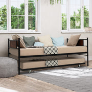 Twin Size 2-In-1 Daybed Frame with Pullout Trundle-Trundle Bed Frame-DECOROLALA