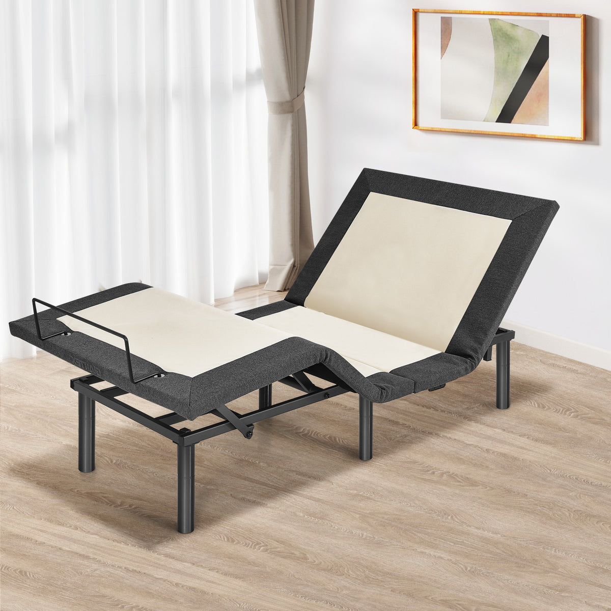 Twin Size Adjustable Bed Base Electric Bed Frame with Massage Modes-Simple Bed Frame-DECOROLALA