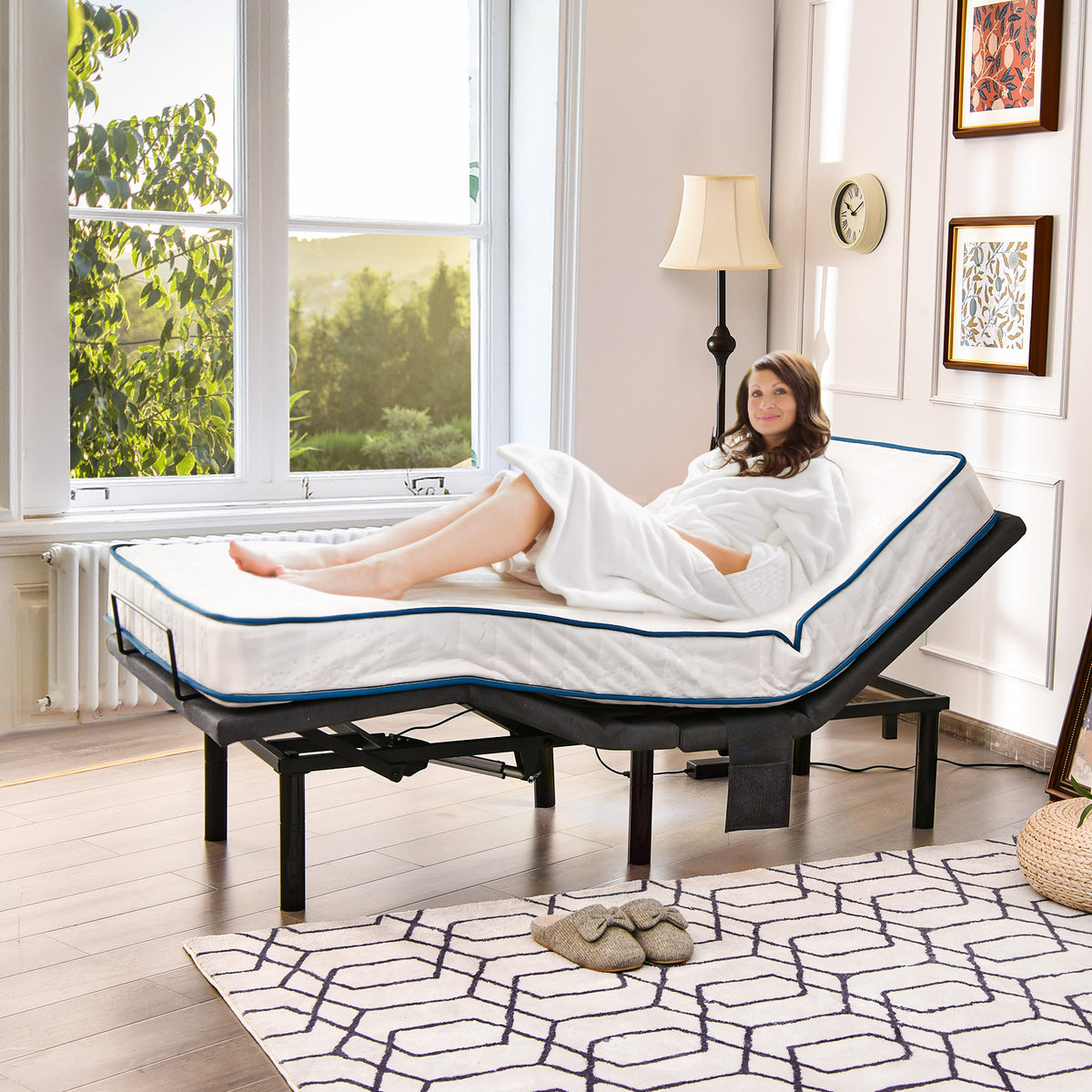 Twin Size Adjustable Bed Base Electric Bed Frame with Massage Modes-Simple Bed Frame-DECOROLALA