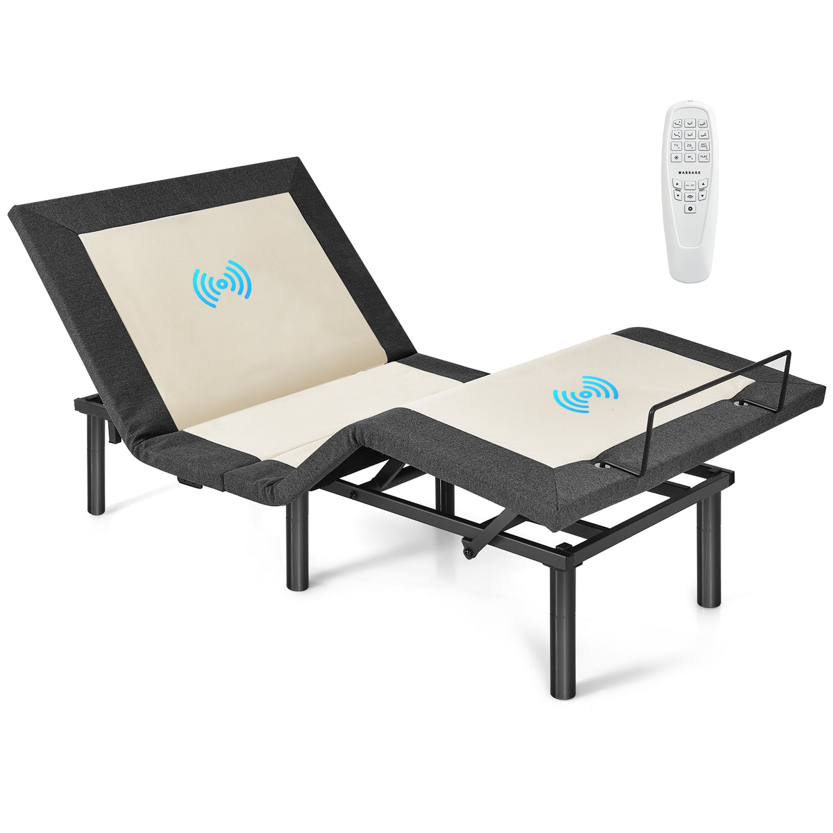 Twin Size Adjustable Bed Base Electric Bed Frame with Massage Modes-Simple Bed Frame-DECOROLALA