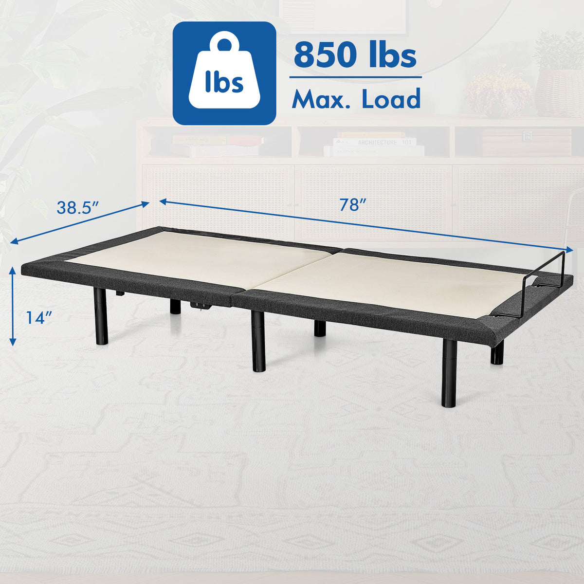 Twin Size Adjustable Bed Base Electric Bed Frame with Massage Modes-Simple Bed Frame-DECOROLALA