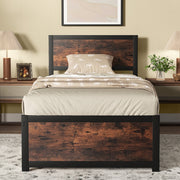 Twin Size Bed Frame Metal with High Headboard and Mute Bars-Twin Size-Simple Bed Frame-DECOROLALA
