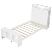 Twin Size Bed Frame with 2 USB Ports with Storage Headboard and Lights-Twin Size-Simple Bed Frame-DECOROLALA