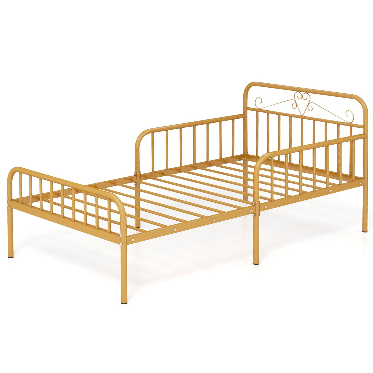 Twin Size Bed Frame with Headboard and Safety Side Guardrails-Simple Bed Frame-DECOROLALA