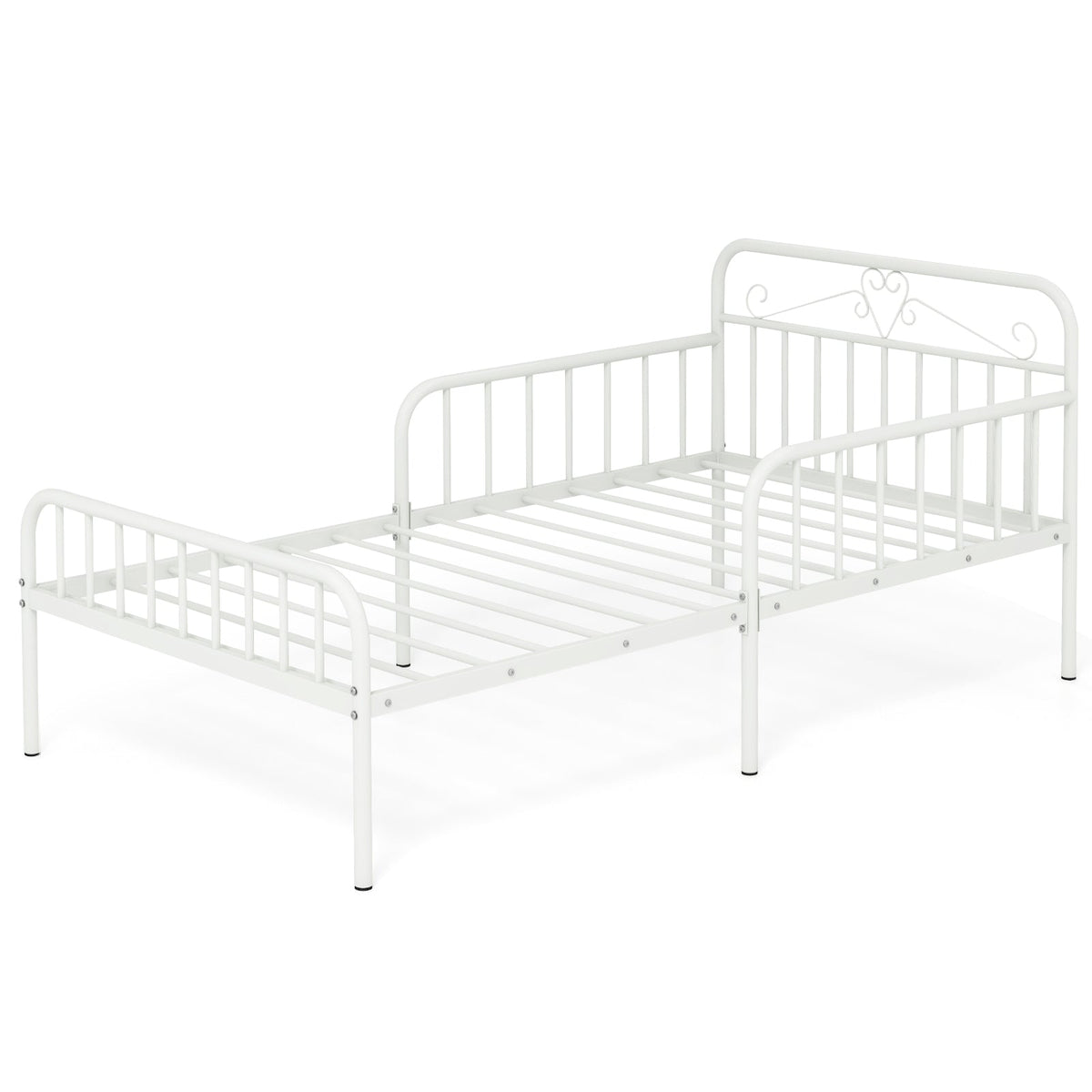 Twin Size Bed Frame with Headboard and Safety Side Guardrails-Simple Bed Frame-DECOROLALA