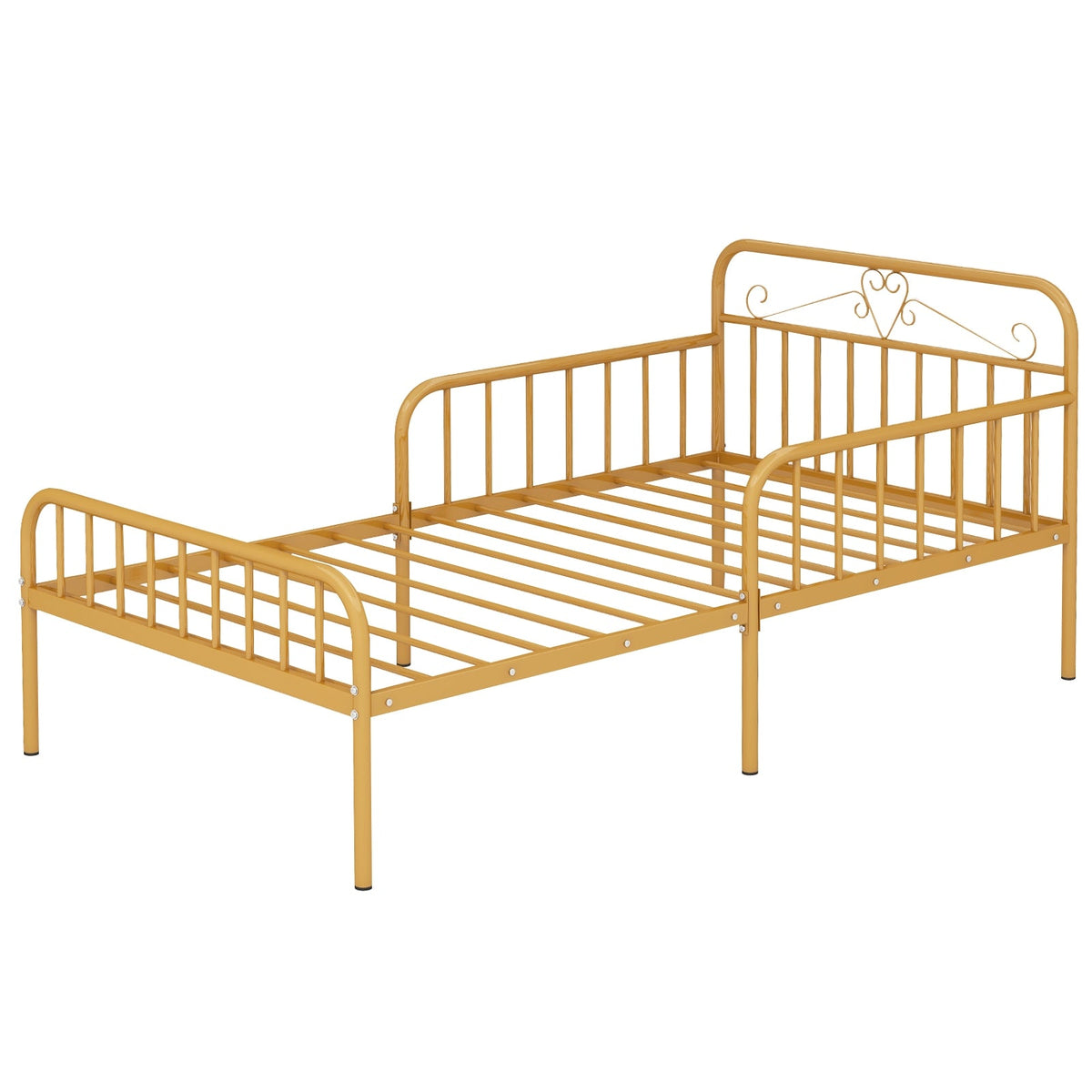 Twin Size Bed Frame with Headboard and Safety Side Guardrails-Simple Bed Frame-DECOROLALA