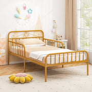 Twin Size Bed Frame with Headboard and Safety Side Guardrails-Simple Bed Frame-DECOROLALA