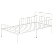 Twin Size Bed Frame with Headboard and Safety Side Guardrails-White-Simple Bed Frame-DECOROLALA
