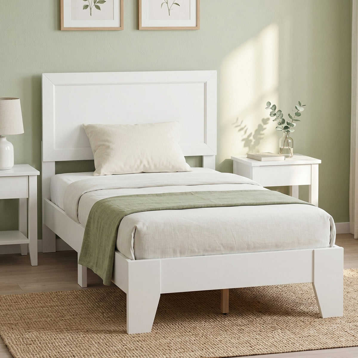 Twin Size Bed Frame with Headboard for Small Room No Box Spring Needed-Simple Bed Frame-DECOROLALA