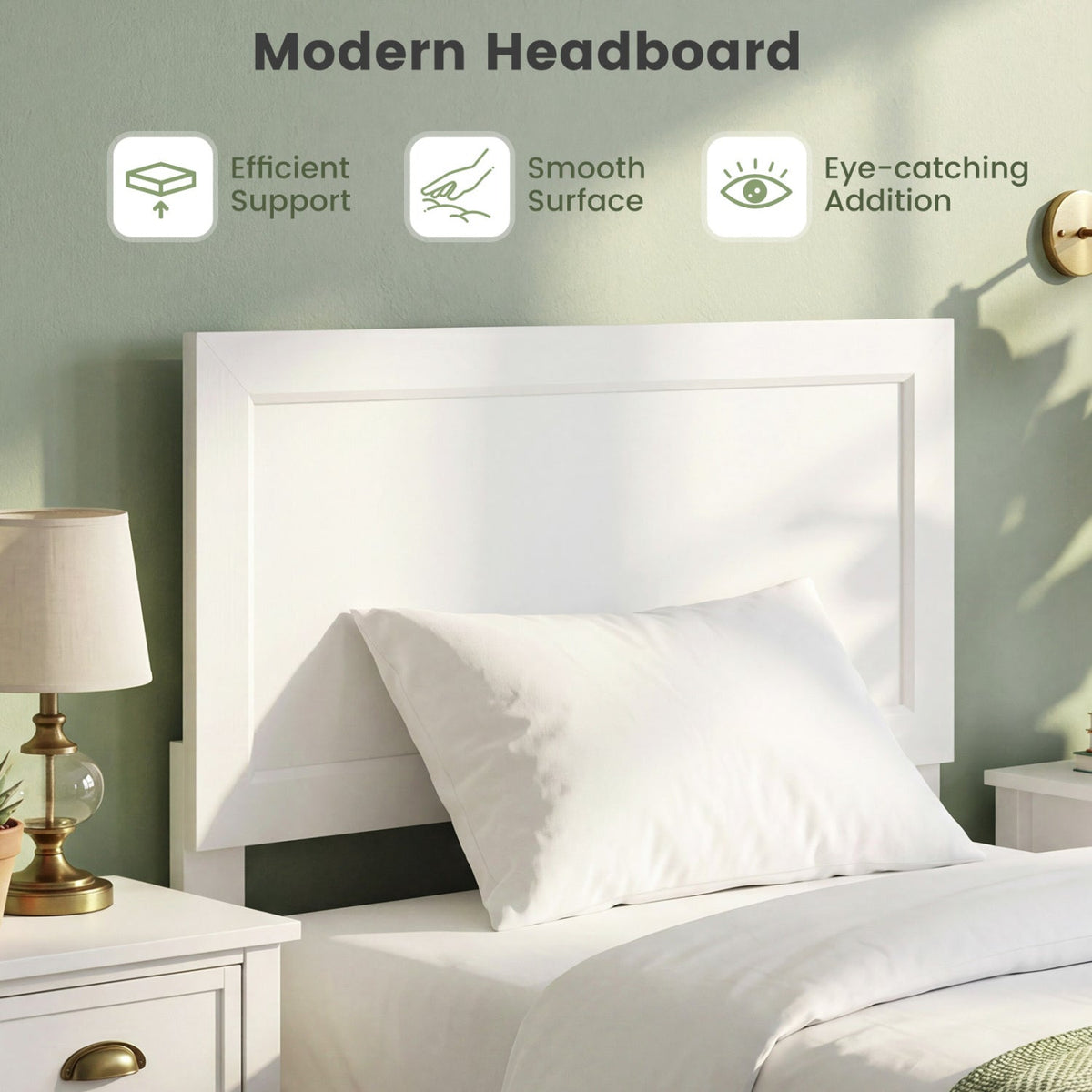 Twin Size Bed Frame with Headboard for Small Room No Box Spring Needed-Simple Bed Frame-DECOROLALA