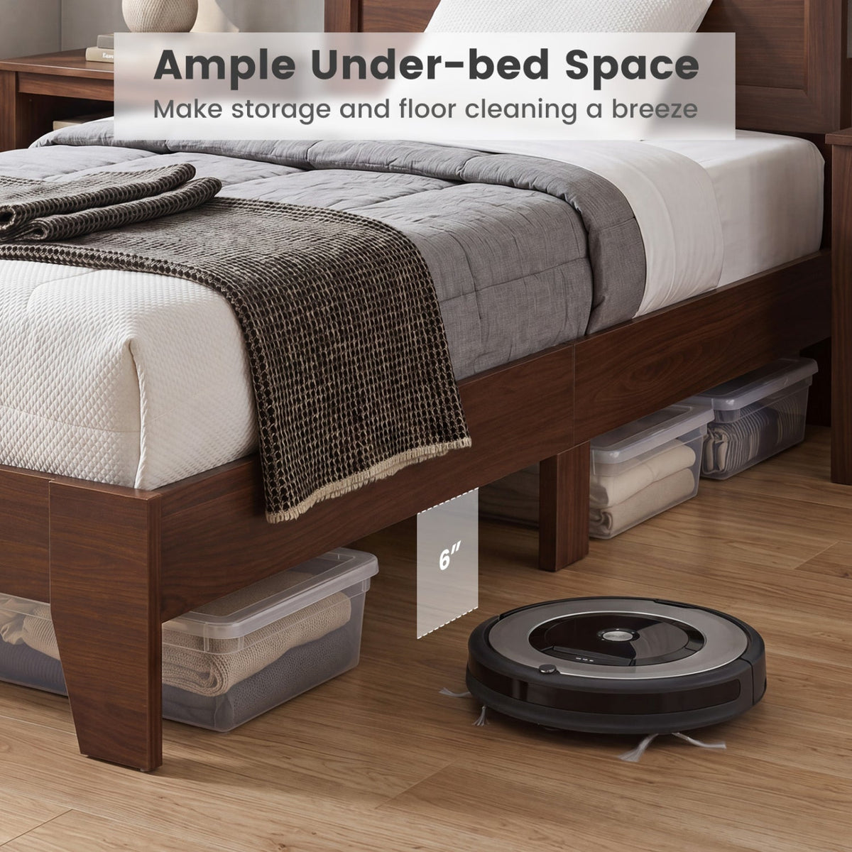 Twin Size Bed Frame with Headboard for Small Room No Box Spring Needed-Simple Bed Frame-DECOROLALA