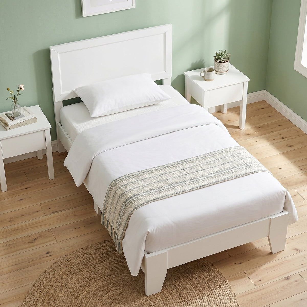 Twin Size Bed Frame with Headboard for Small Room No Box Spring Needed-Simple Bed Frame-DECOROLALA