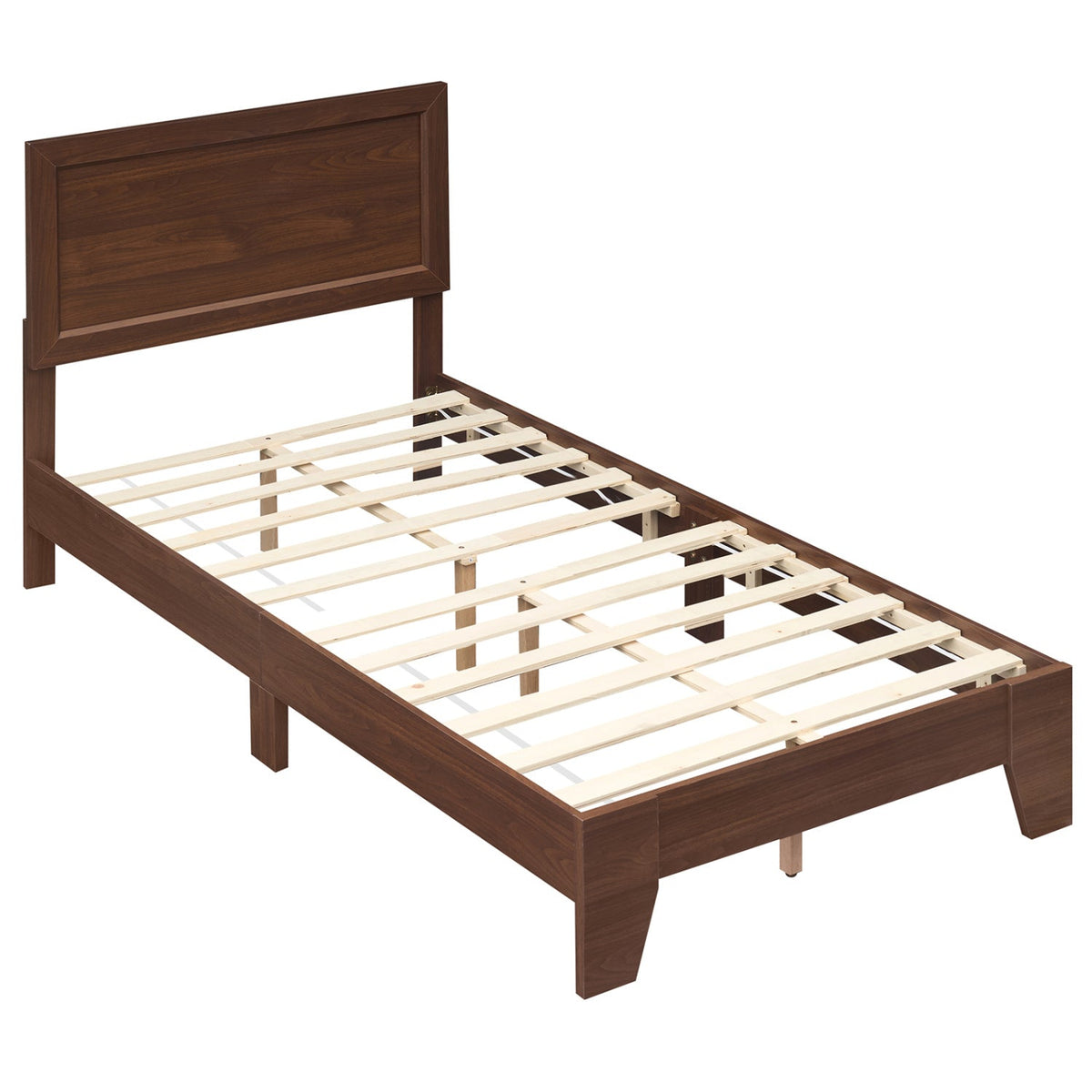 Twin Size Bed Frame with Headboard for Small Room No Box Spring Needed-Simple Bed Frame-DECOROLALA