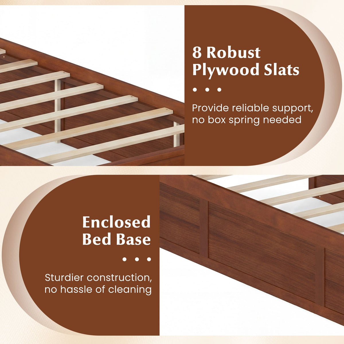 Twin Size Bed Frame with Storage Drawers and Headboard-Simple Bed Frame-DECOROLALA