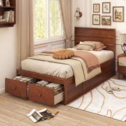 Twin Size Bed Frame with Storage Drawers and Headboard-Simple Bed Frame-DECOROLALA