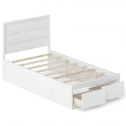 Twin Size Bed Frame with Storage Drawers and Headboard-White-Simple Bed Frame-DECOROLALA
