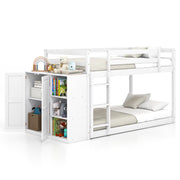 Twin Size Bunk Bed with Convertible Bookcase and Ladder-White-Toddler Beds-DECOROLALA
