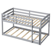 Twin Size Bunk Bed with High Guardrails and Integrated Ladder-Gray-Toddler Beds-DECOROLALA