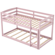 Twin Size Bunk Bed with High Guardrails and Integrated Ladder-Pink-Toddler Beds-DECOROLALA