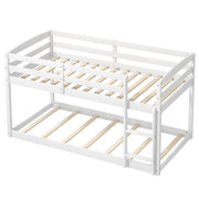 Twin Size Bunk Bed with High Guardrails and Integrated Ladder-White-Toddler Beds-DECOROLALA