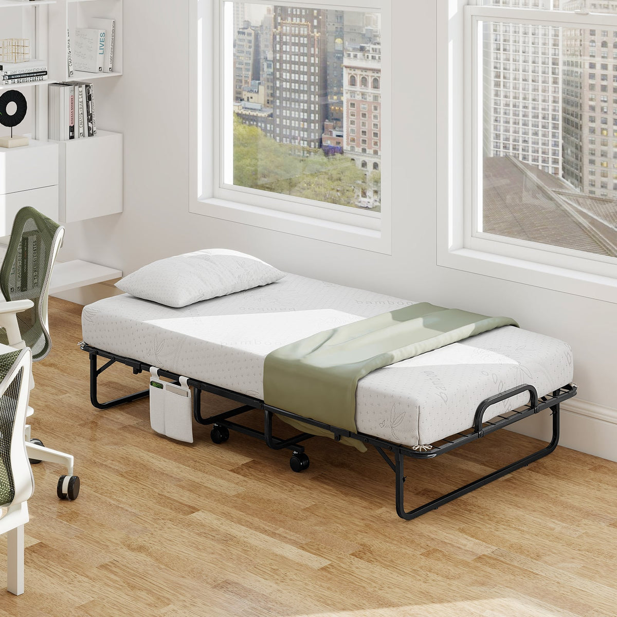 Twin Size Folding Bed with 5 Inch Mattress-Folding Beds-DECOROLALA