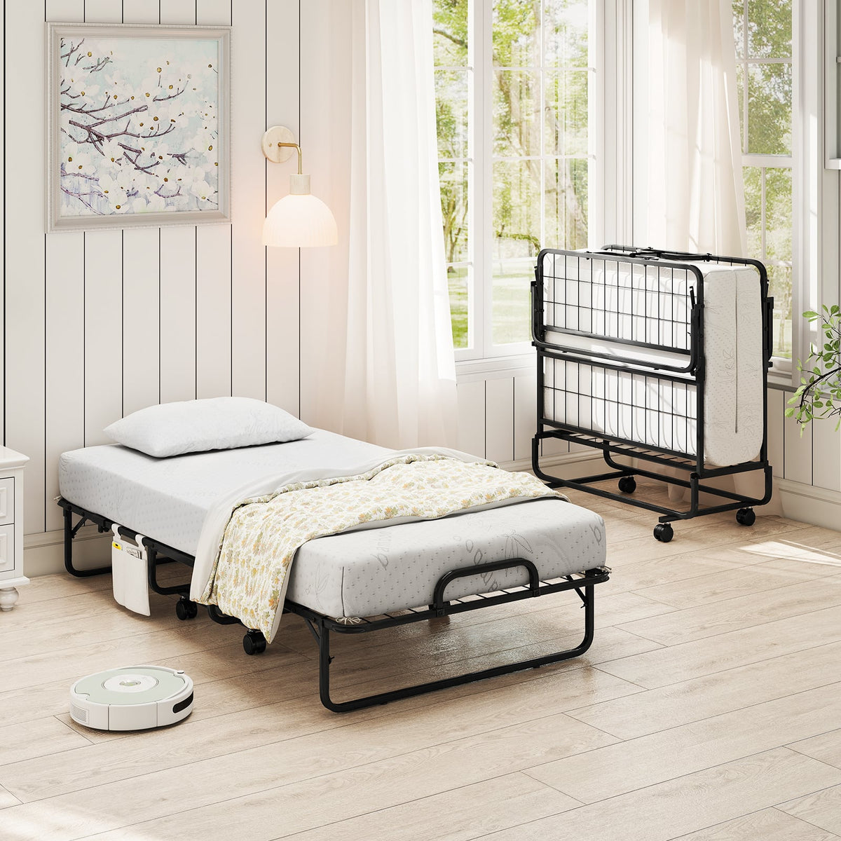 Twin Size Folding Bed with 5 Inch Mattress-Folding Beds-DECOROLALA