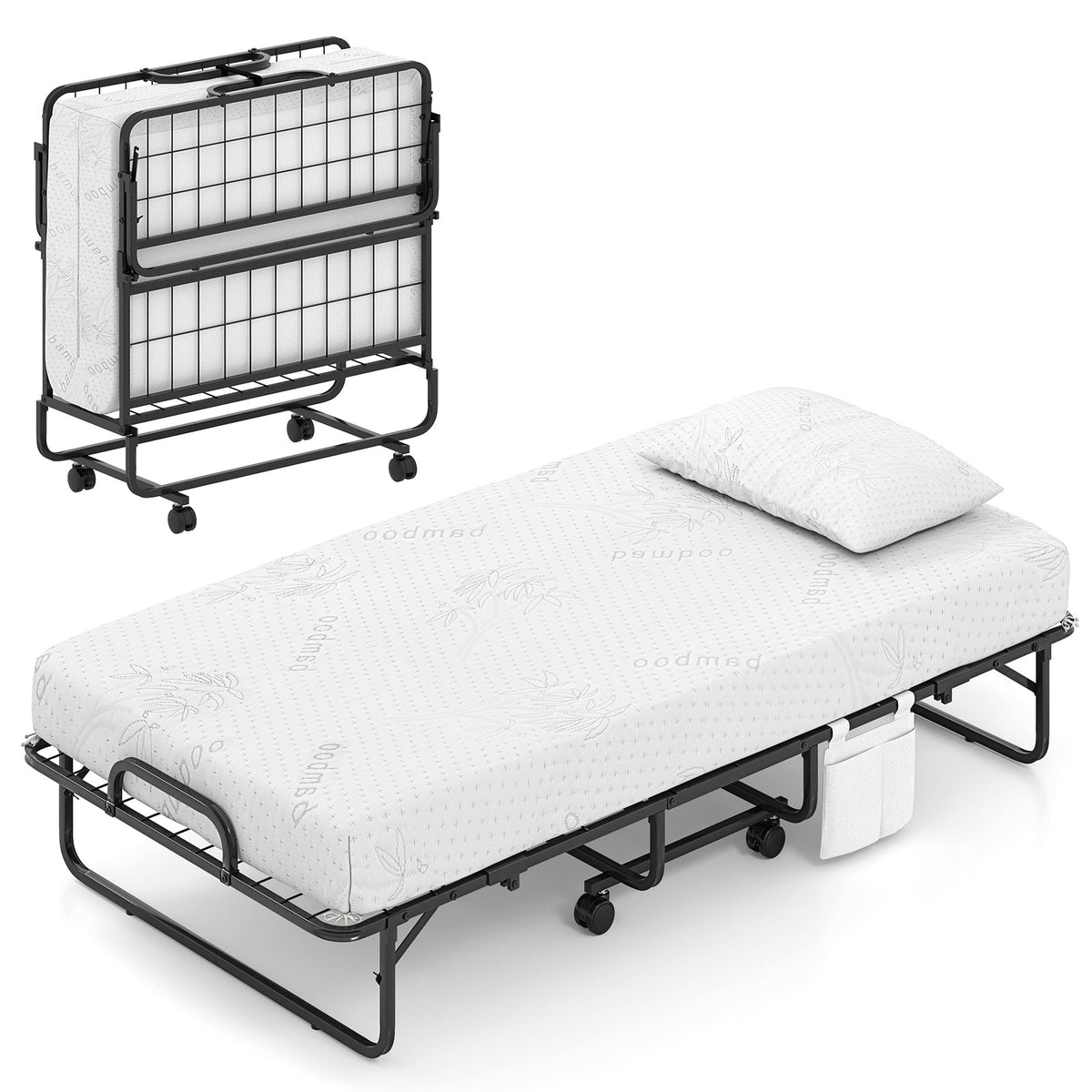 Twin Size Folding Bed with 5 Inch Mattress-Folding Beds-DECOROLALA