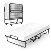 Twin Size Folding Bed with 5-inch Mattress and Metal Frame for Apartment-Folding Beds-DECOROLALA