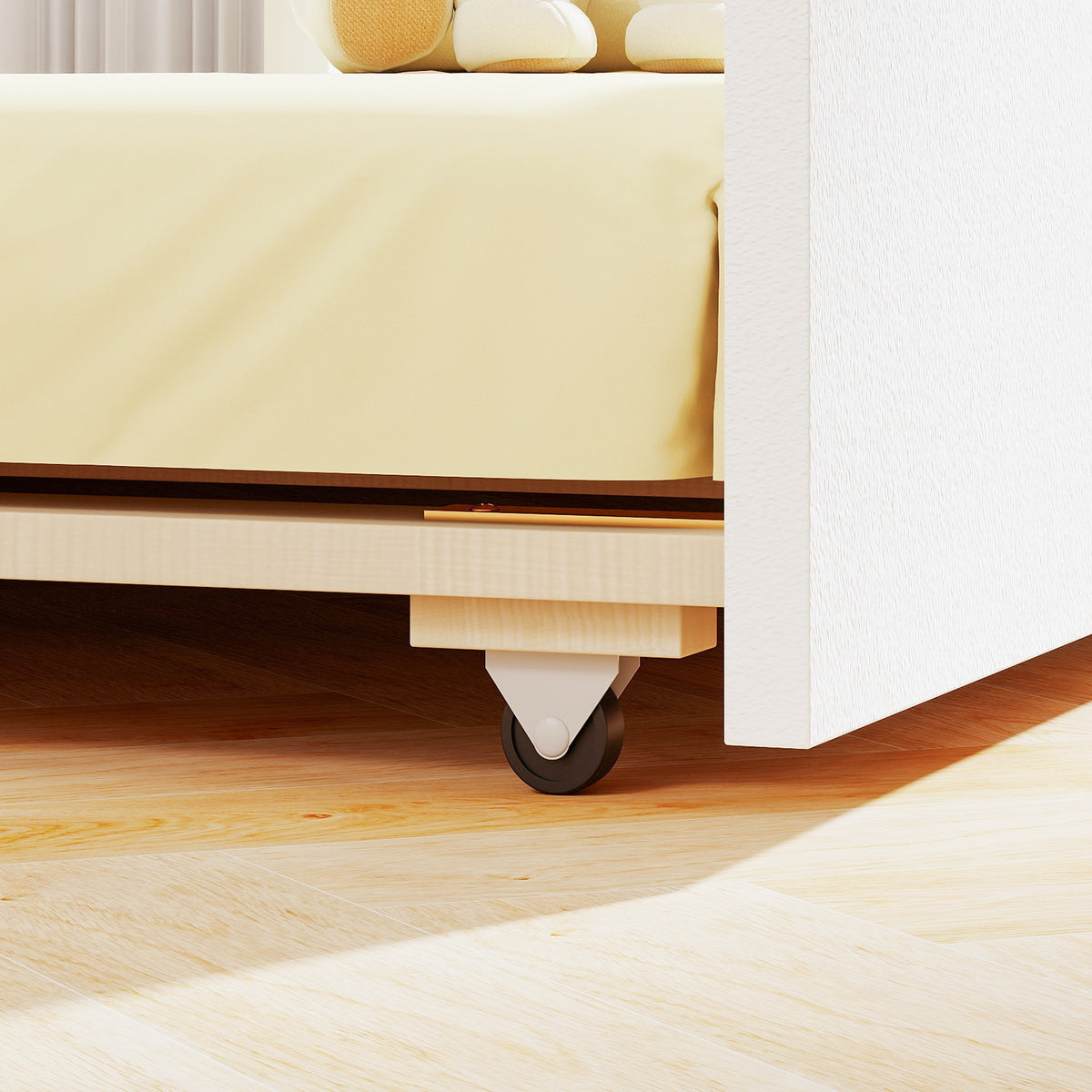 Twin Size House Bed with Trundle - Solid Wood Platform Bed White-Beds & Bed Frames-DECOROLALA