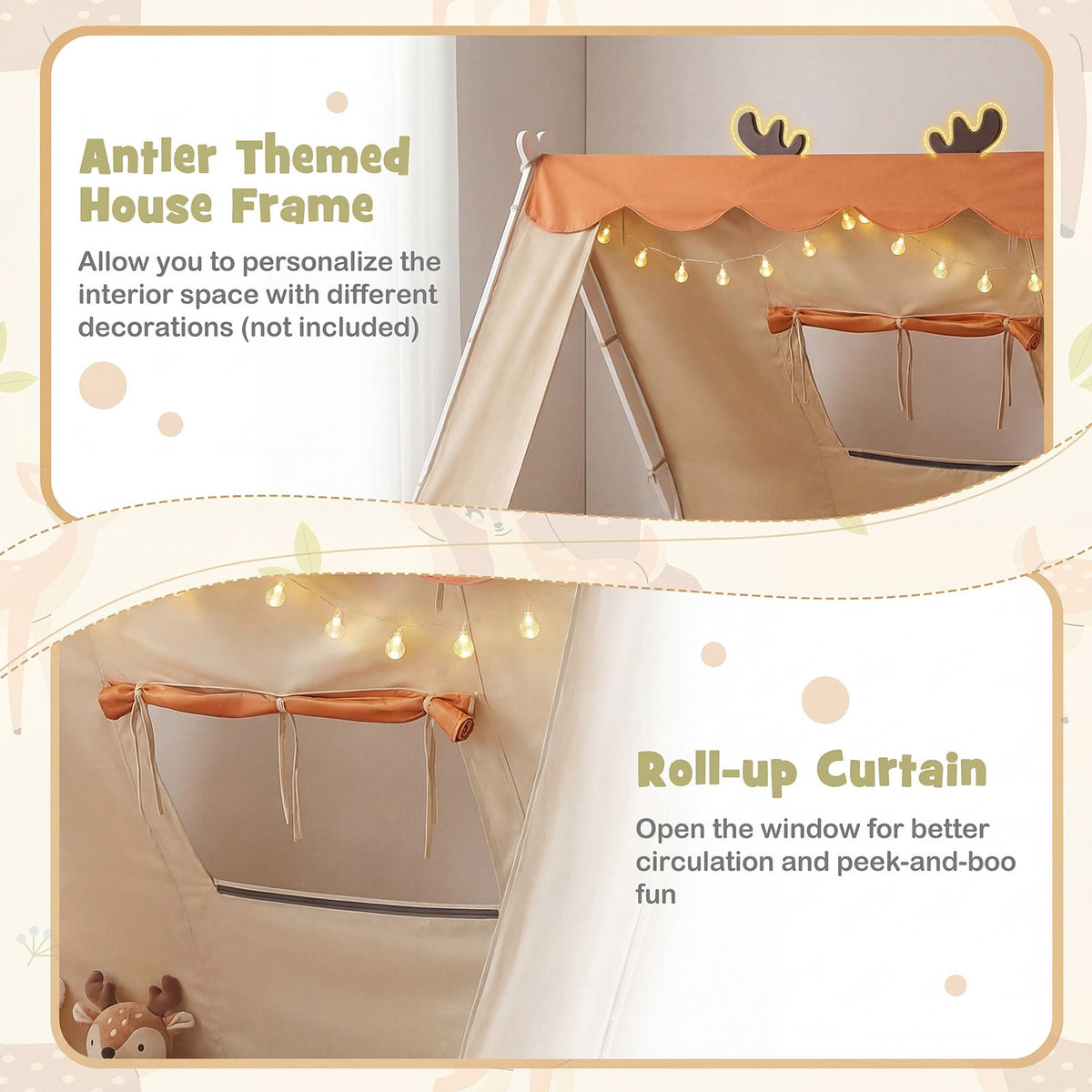 Twin Size House Floor Wood Bed with Tent-Simple Bed Frame-DECOROLALA