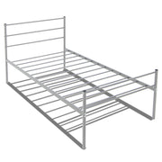 Twin Size Metal Bed Frame Platform with Headboard-Silver-Simple Bed Frame-DECOROLALA