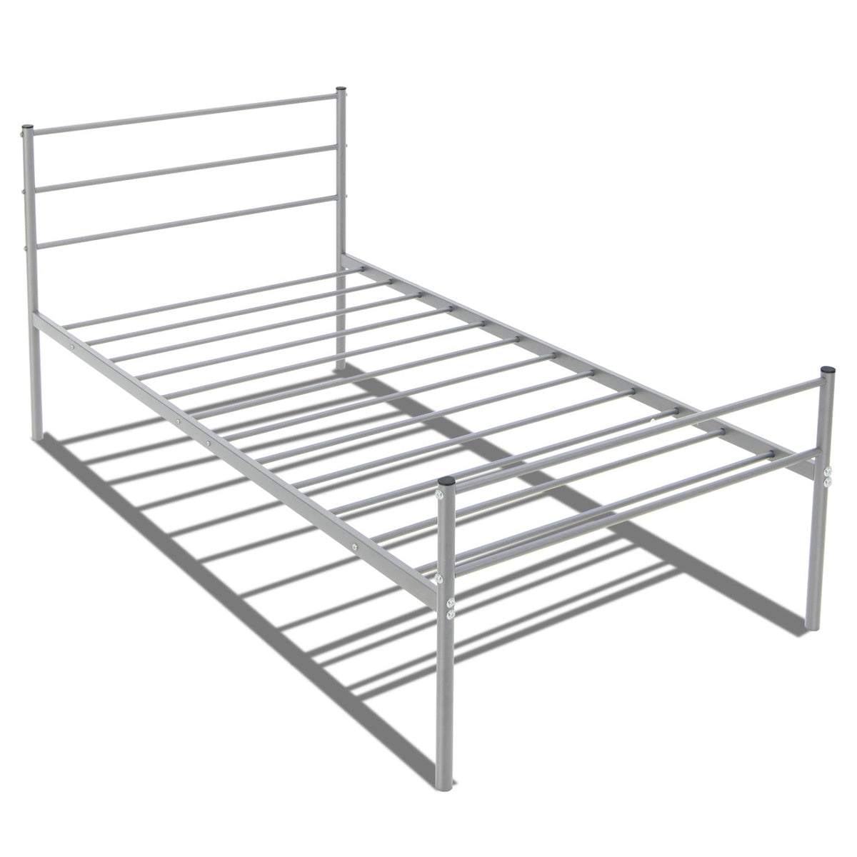 Twin Size Metal Bed Frame Platform with Headboard-Simple Bed Frame-DECOROLALA