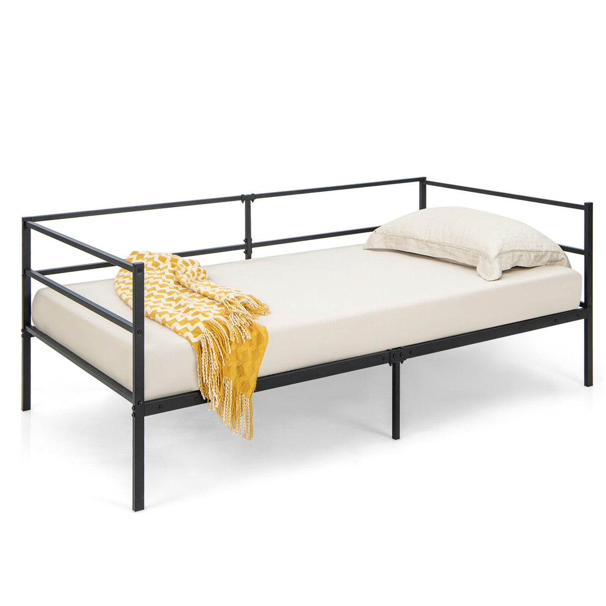 Twin Size Metal Daybed Frame for Living Room Bedroom-Trundle Bed Frame-DECOROLALA
