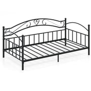 Twin Size Metal Daybed Frame with Headboard for Bedroom-Trundle Bed Frame-DECOROLALA