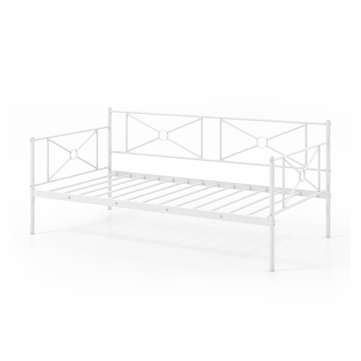 Metal Daybed Twin Bed Frame Stable Steel Slats Sofa Bed-Trundle Bed Frame-DECOROLALA