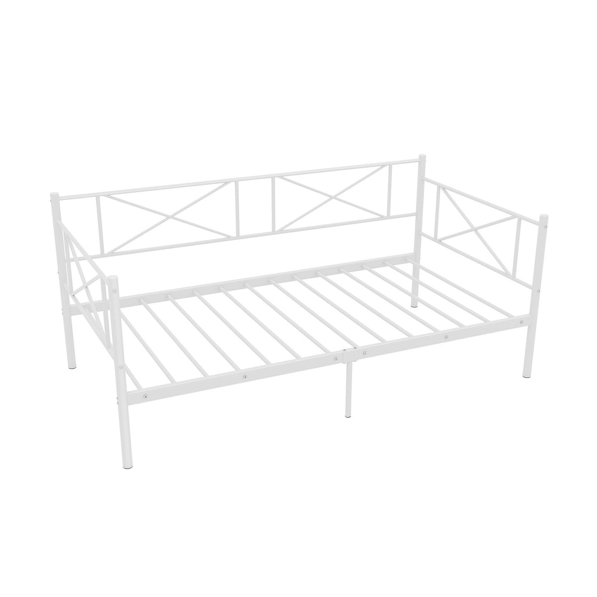 Twin Size Platform Bed with Heavy-duty Metal Slat Support-Trundle Bed Frame-DECOROLALA