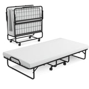 Twin Size Metal Folding Bed with Memory Foam Mattress-Folding Beds-DECOROLALA