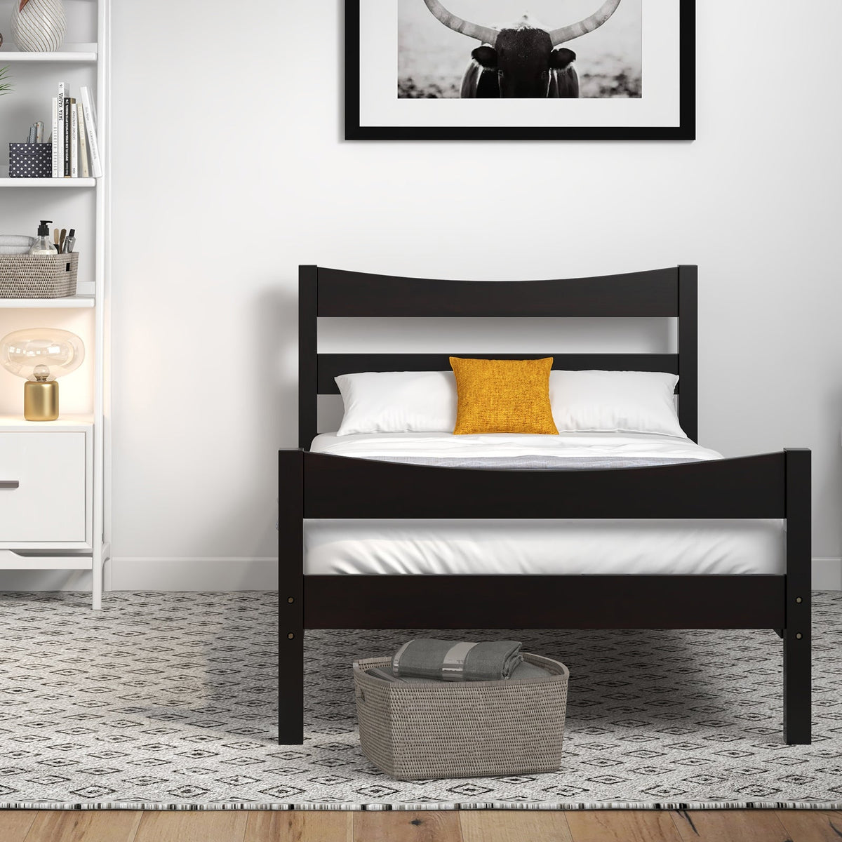 Twin Size Platform Bed Frame Foundation Slat Support-Simple Bed Frame-DECOROLALA