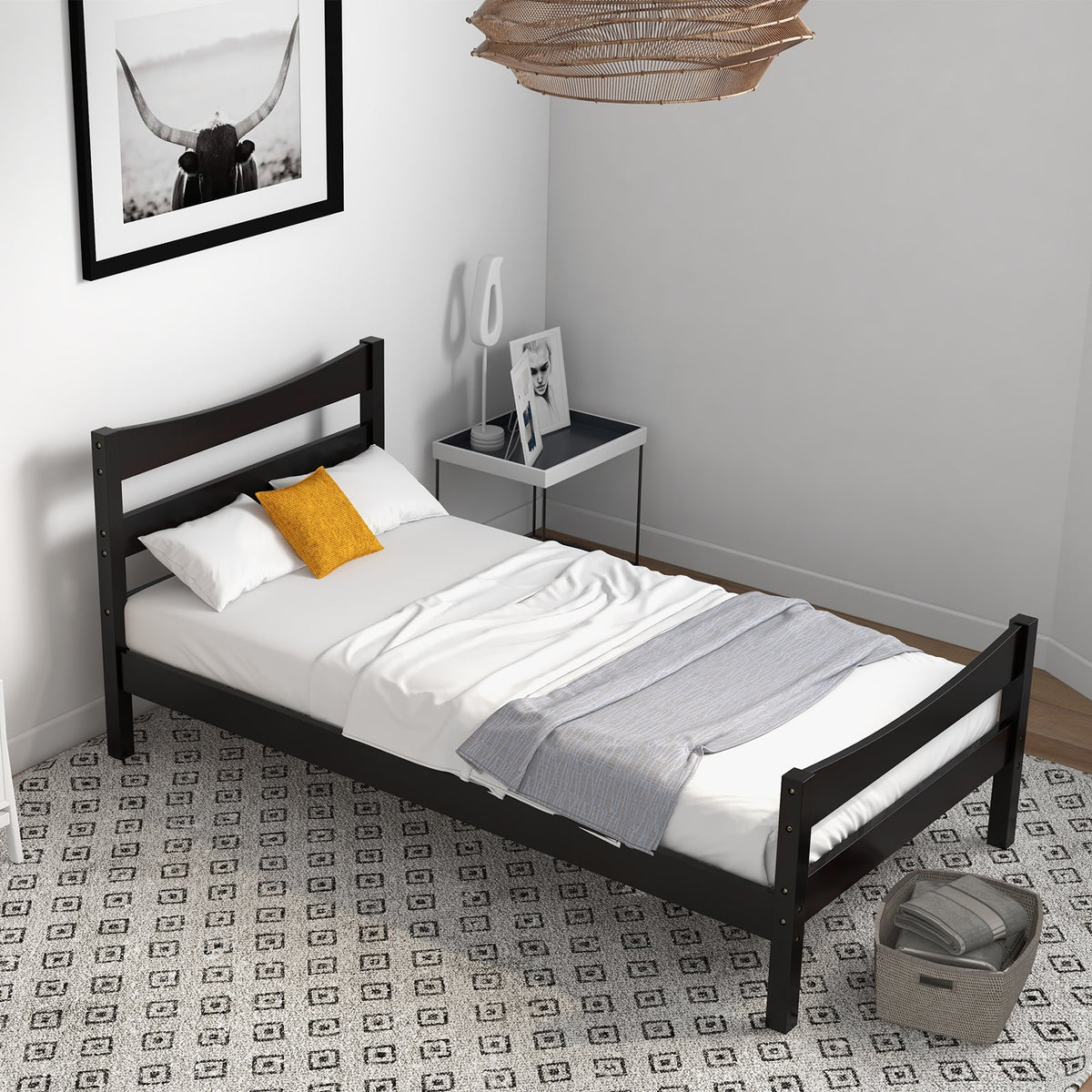 Twin Size Platform Bed Frame Foundation Slat Support-Simple Bed Frame-DECOROLALA
