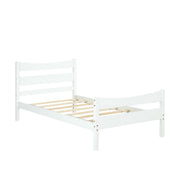 Twin Size Platform Bed Frame Foundation Slat Support -White-Simple Bed Frame-DECOROLALA