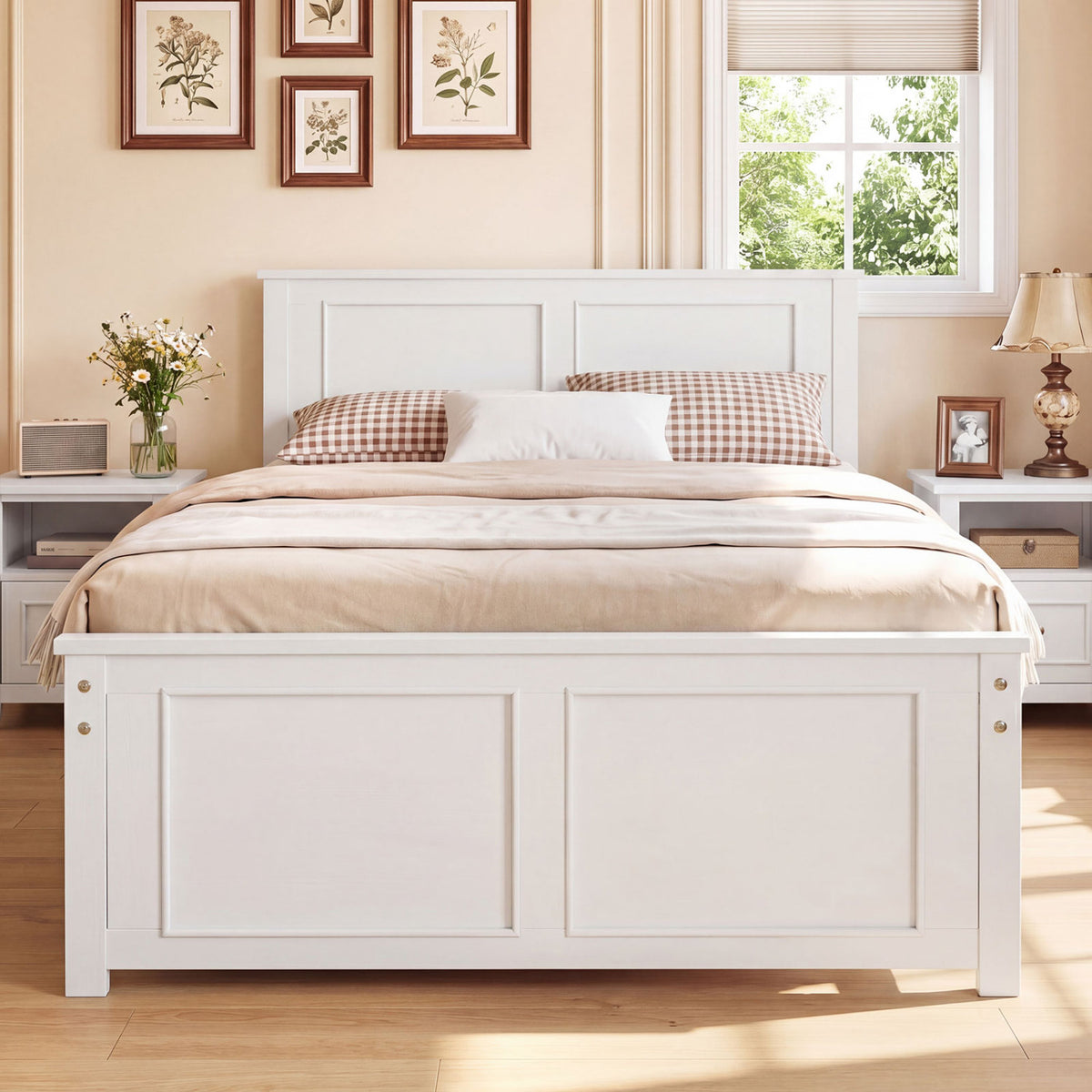Twin Size Platform Bed Frame with Headboard-Simple Bed Frame-DECOROLALA