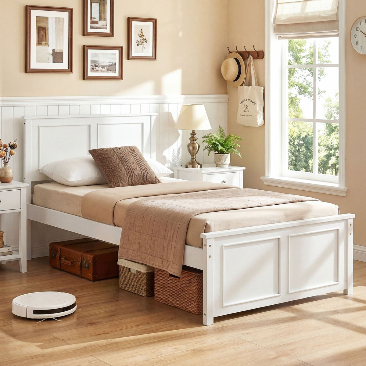 Twin Size Platform Bed Frame with Headboard-Simple Bed Frame-DECOROLALA