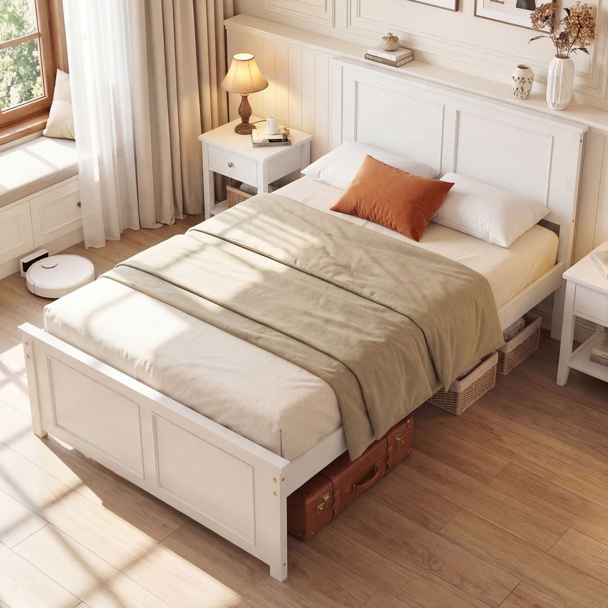 Twin Size Platform Bed Frame with Headboard-Simple Bed Frame-DECOROLALA