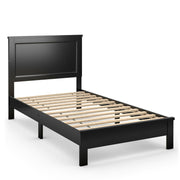 Twin Size Platform Bed Frame with Rubber Wood Leg-Black-Simple Bed Frame-DECOROLALA