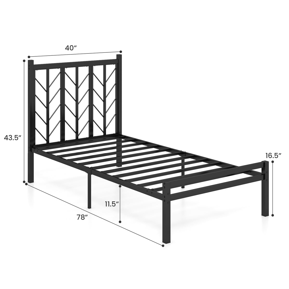 Twin Size Platform Bed with Headboard and Metal Frame-Twin Size-Simple Bed Frame-DECOROLALA
