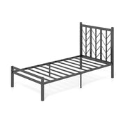 Twin Size Platform Bed with Headboard and Metal Frame-Twin Size-Simple Bed Frame-DECOROLALA