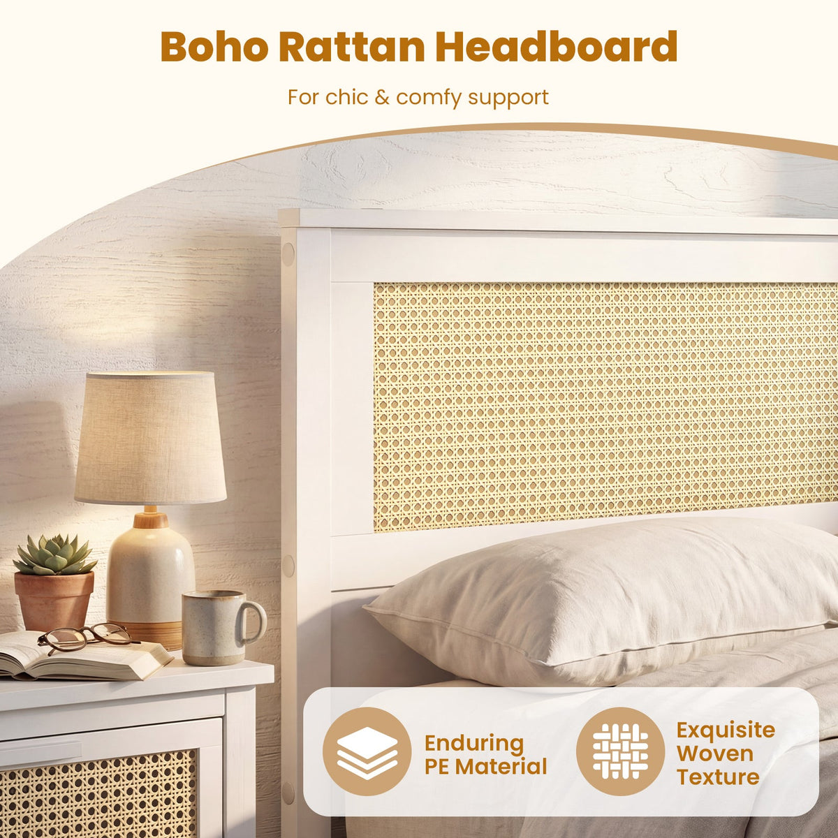 Twin Size Rattan Bed Frame with Storage Drawers-Trundle Bed Frame-DECOROLALA