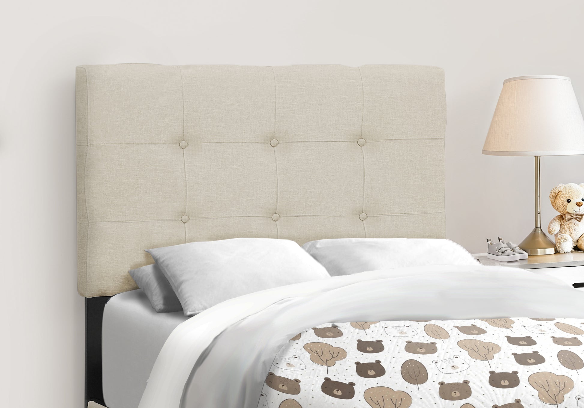 Twin Size Upholstered Bed, Dark Grey Boucle-Bed-DECOROLALA