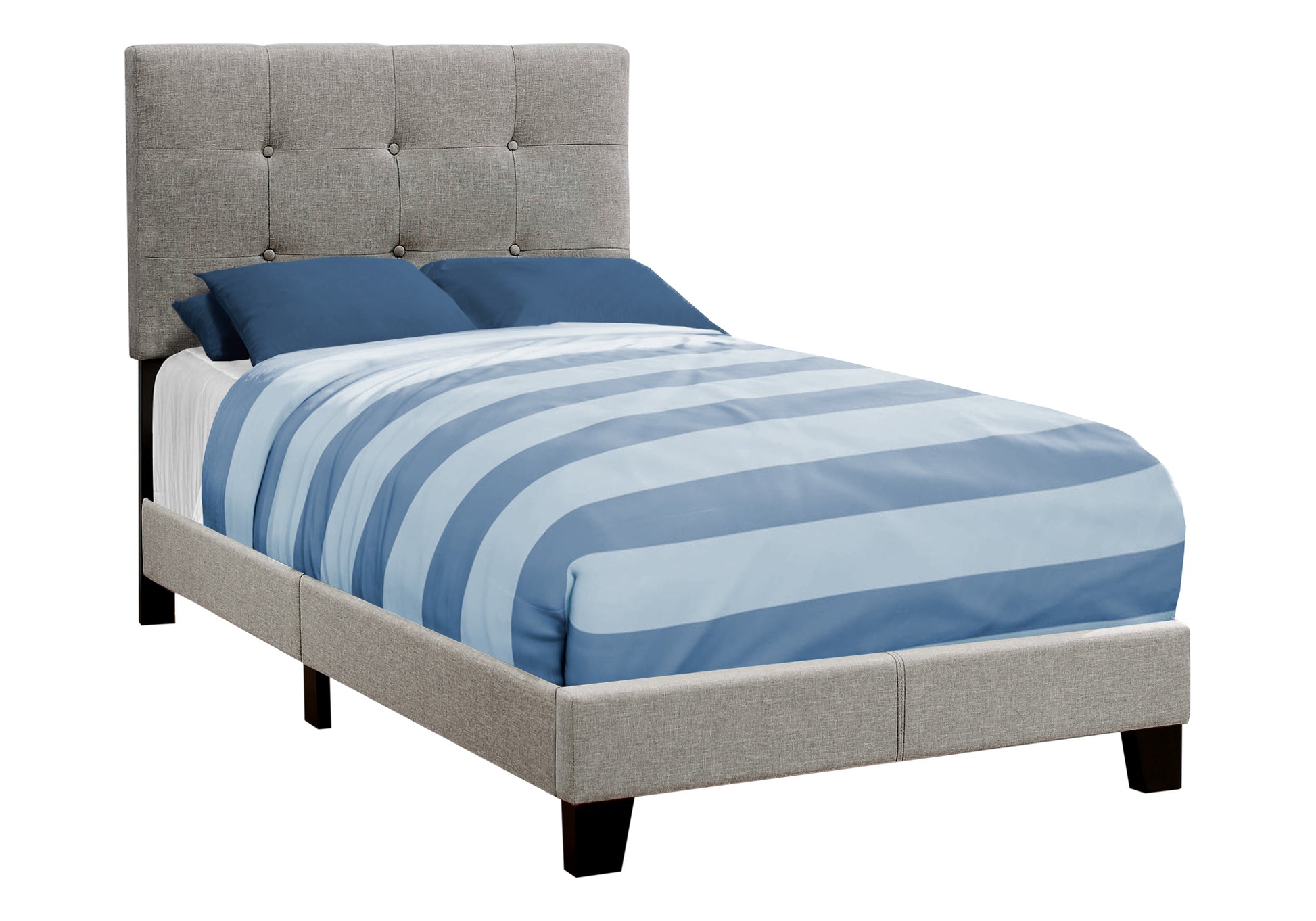 Twin Size Upholstered Bed, Dark Grey Boucle-Bed-DECOROLALA