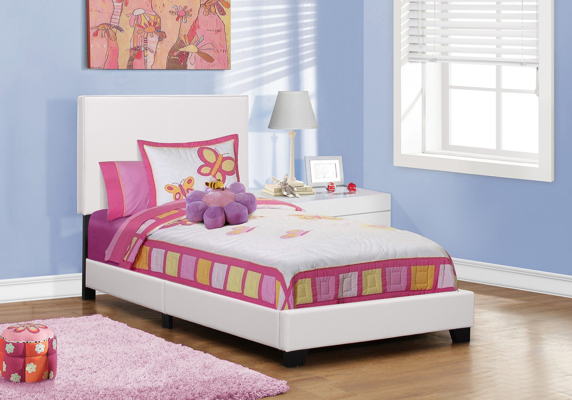 Twin Size Upholstered Bed Frame Dark Brown Leather-Look-Bed-DECOROLALA